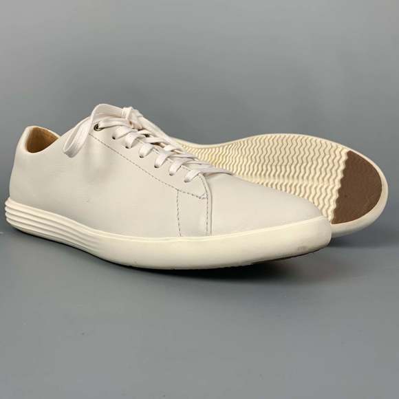 COLE HAAN Light Gray Leather Low Top Sneakers - Picture 3 of 6
